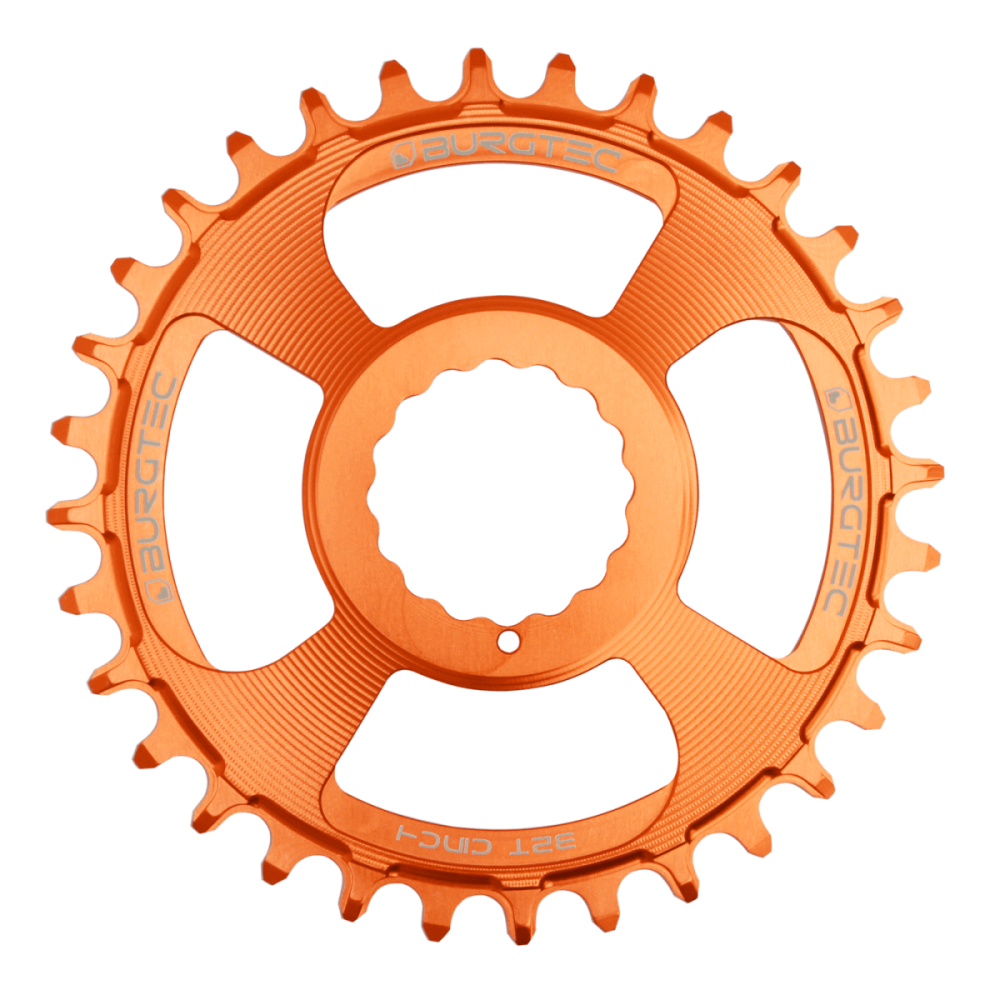 Burgtec 3mm Offset Thick Thin Chainring for Race Face Cinch - 28T - Iron Bro Orange