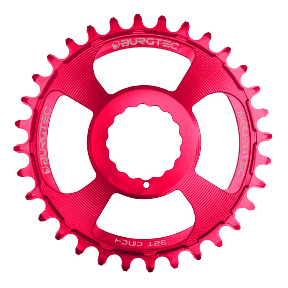 Burgtec 3mm Offset Thick Thin Chainring for Race Face Cinch - 30T - Toxic Barbie Pink