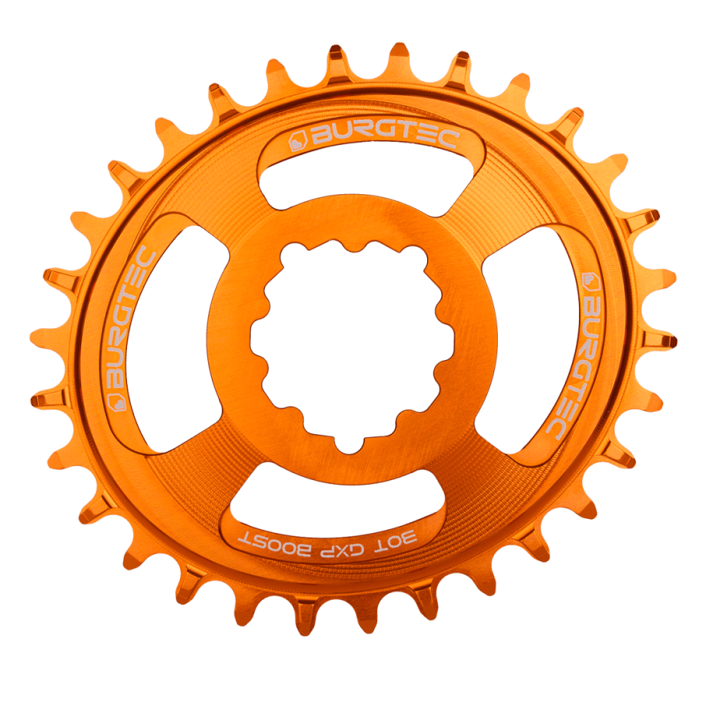 Burgtec Oval 3mm Offset Thick Thin Chainring for SRAM 3-Bolt - 30T - Iron Bro Orange