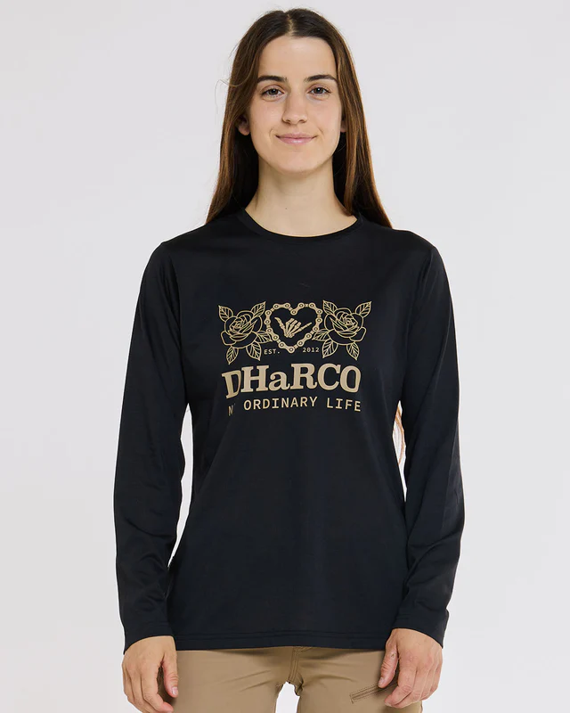 Dharco Womens Long Sleeve Tech Tee | Black, M