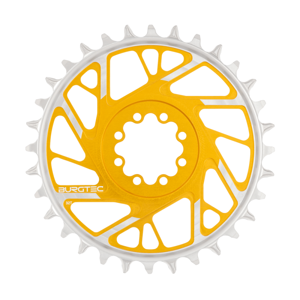 Burgtec 3mm Offset Thick Thin Chainring for SRAM 8-Bolt - 32T - Bullion, Burgtec Bullion Gold