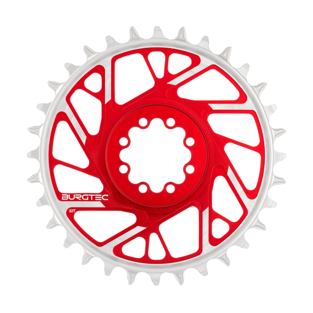 Burgtec 3mm Offset Thick Thin Chainring for SRAM 8-Bolt - 32T - Race Red